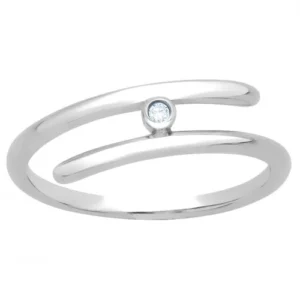 Bague la garçonne diamant empierrée taille 54 argent. 1dts.-0.015cts gris rhodié