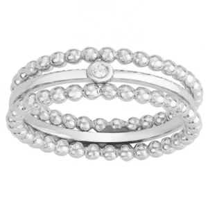 Bague la garçonne diamant empierrée taille 54 argent. 1dts 0,015cts gris rhodié