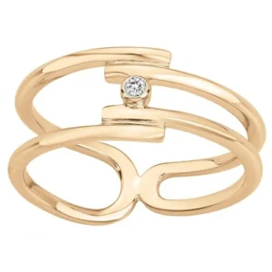 Bague la garçonne diamant empierrée taille 54 pl.or et 1 diamant 0,015cts plaqué or jaune