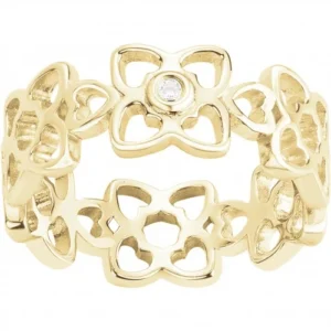 Bague la garçonne diamant empierrée taille 54 plaque or 3 microns et 1 diamant jaune