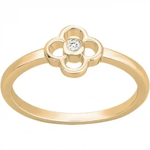Bague la garçonne diamant empierrée taille 54 plaque or 3 microns et 1 diamant jaune