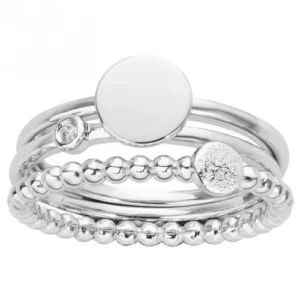 Bague la garçonne diamant empierrée taille 56 3 anneaux argent. blanc. 1 diam. 0.015 blanc gris rhodié
