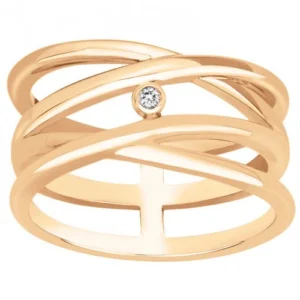 Bague la garçonne diamant empierrée taille 56 pl.or eo3m18 diamants 0,015cts plaqué or jaune