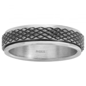 Bague phebus taille 60 acier gris