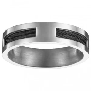 Bague phebus taille 62 acier câble ip noir gris