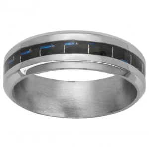 Bague phebus taille 62 acier carbone bleu gris