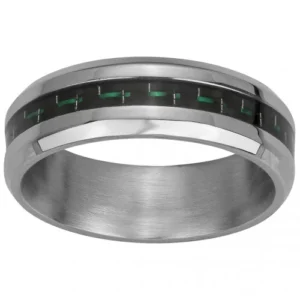 Bague phebus taille 62 acier carbone vert gris