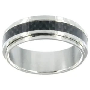 Bague phebus taille 62 acier fibre carbone t gris