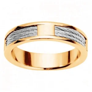 Bague phebus taille 62 acier ipg cables bicolore