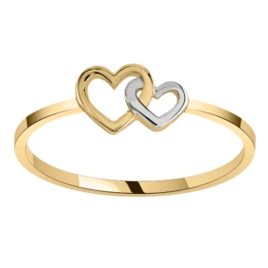 Bague tout or taille 54 Or 375/1000 bague double coeur Bicolore