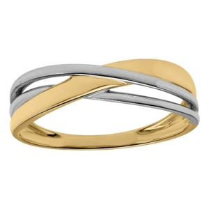 Bague tout or taille 54 Or 750/1000 bague bicolore 3 branche entrelaces