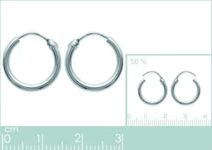 Boucles d'oreilles créoles 14mm argent gris rhodié