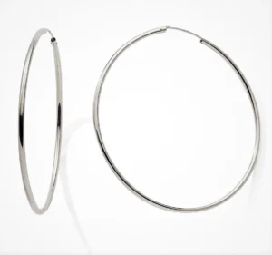 Boucles d'oreilles créoles 375 or gris fil 1.5mm diamètre 50 mm Or 375/1000 Gris rhodié