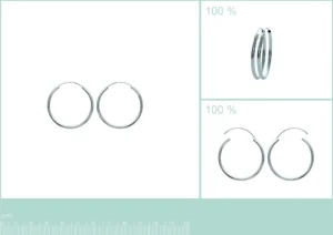 Boucles d'oreilles créoles argent 925 rhodié 30mm gris rhodié