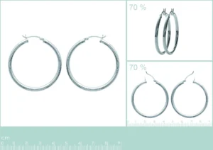 Boucles d'oreilles créoles argent 925 rhodié gris rhodié