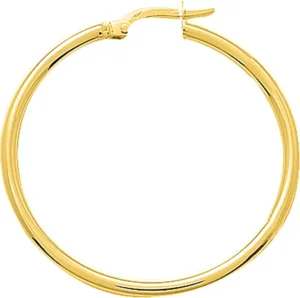 Boucles d'oreilles créoles lisses or 375/1000 jaune fil 2mm d 30mm