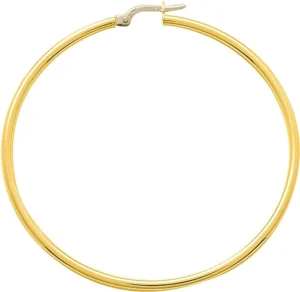 Boucles d'oreilles créoles lisses or jaune tube 2mm dia 50mm Or 750/1000