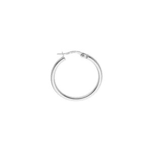 Boucles d'oreilles créoles Or 375/1000 or gris f2.2mm int15mm lisse Gris rhodié