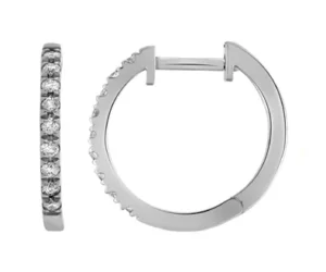 Boucles d'oreilles créoles Or 750/1000 mini diamants Gris rhodié