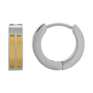 Boucles d'oreilles jourdan puces tilos acier bicolore
