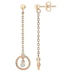Boucles d'oreilles la garçonne diamant pendantes pl.or jaune 3mor 750 1000, 2 diamant 0,03cts