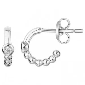 Boucles d'oreilles la garçonne diamant puces argent 925, 2 diamant 0,03cts gris rhodié