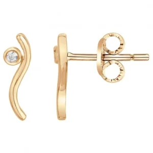 Boucles d'oreilles la garçonne diamant puces pl.or jaune 3mor 750 1000, 2 diamant 0,03cts