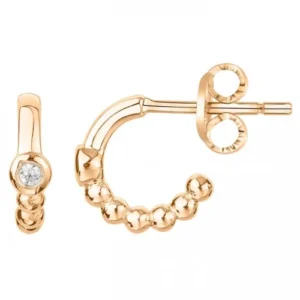 Boucles d'oreilles la garçonne diamant puces pl.or jaune 3mor 750 1000, 2 diamant 0,03cts