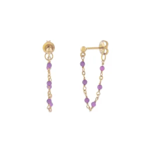 Boucles d'oreilles orus puces boucles oreilles amethyst argent 925 jaune