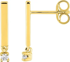 Boucles d'oreilles pendantes Bo.pendentif diamant 0.04ct gh-p1p2 or 750/1000 jaune