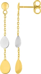 Boucles d'oreilles pendantes Bo.pendentif or 750/1000 jaune+rh Bicolore
