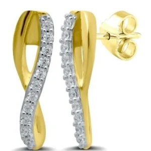 Boucles d'oreilles pendantes dm t 0,13ct or jaune Or 750/1000