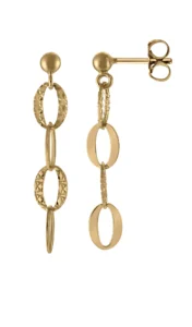 Boucles d'oreilles pendantes Or 750/1000 2 anneaux entrelaces Jaune