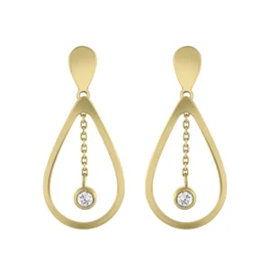 Boucles d'oreilles pendantes Or 750/1000 gouttes diamant Jaune