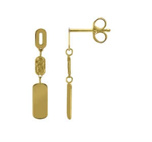 Boucles d'oreilles pendantes Or 750/1000 ovales satine Jaune