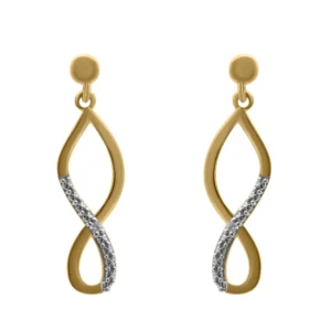 Boucles d'oreilles pendantes Or 750/1000 rhodiee diamants 0.01 ct hp1 Bicolore