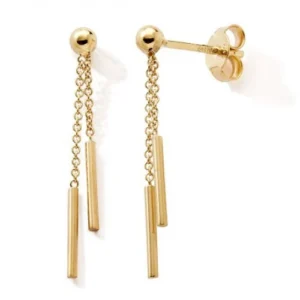 Boucles d'oreilles pendantes or 750 or jaune barette Or 750/1000