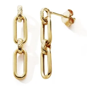 Boucles d'oreilles pendantes or jaune tout or 4maillons Or 375/1000