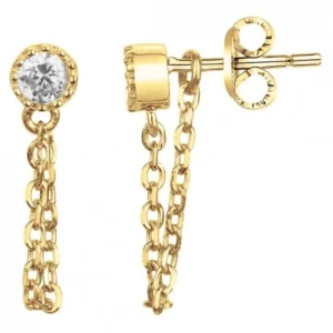 Boucles d'oreilles pendantes pl.or eo 3m14k 2 oxydes de zirconium plaqué or jaune