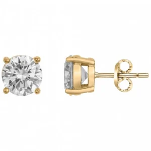 Boucles d'oreilles phebus puces acier 316l ipg et 2 oxydes de zirconium -8mm jaune