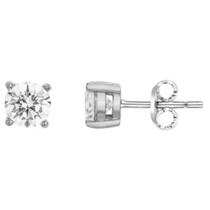 Boucles d'oreilles phebus puces acier et 2 oxydes de zirconium 6mm gris