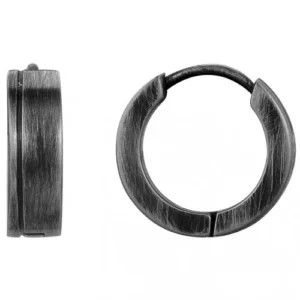 Boucles d'oreilles phebus puces acier ip vintage gris