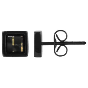 Boucles d'oreilles phebus puces acier ipn carbone jaune