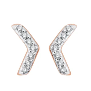 Boucles d'oreilles puces 14 diamants 0,03 cts or rose rh 750 Or 750/1000