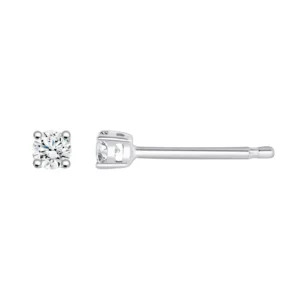 Boucles d'oreilles puces 2 diamants 0,09 cts or b 750/10000 Or 750/1000 Gris rhodié