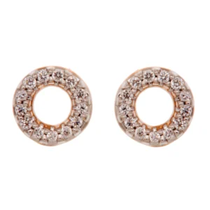 Boucles d'oreilles puces 26 diamants 0,07cts or rose rh 750 Or 750/1000