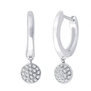 Boucles d'oreilles puces 38dts 0,1cts or blanc 750/1000 Gris rhodié