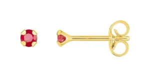 Boucles d'oreilles puces 4 griffes 2.5mm rubis Or 750/1000 Jaune