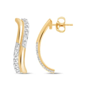 Boucles d'oreilles puces 4dts 0,005cts Or 375/1000 Bicolore