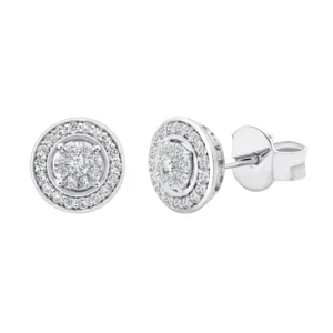 Boucles d'oreilles puces 54dts 0,20cts or blanc 750 Or 750/1000 Gris rhodié